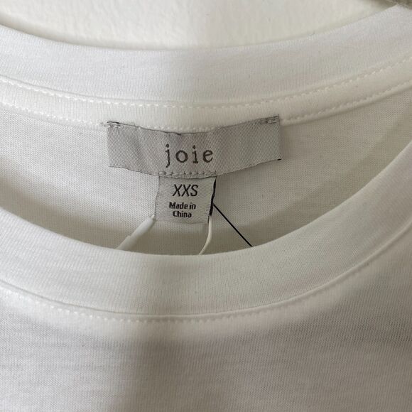 NWT Joie Aeowin Cotton White Short Flutter Sleeve Crew Neck Relaxed T-shirt XXS - Picture 7 of 12
